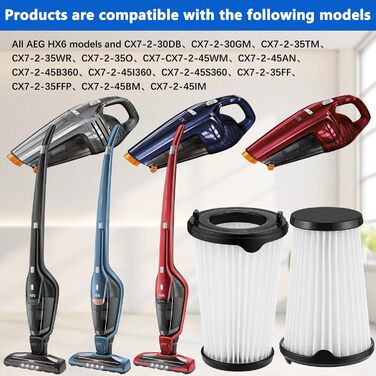 Замінні фільтри для пилососів AEG CX7, QX8 (8 шт.) - HEPA, з щіткою для чищення