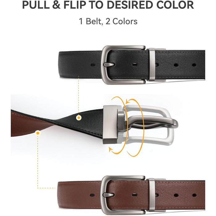 Чоловічий шкіряний ремінь CHAOREN, реверсивний (коричневий/чорний), 32 мм, для костюма та офіційного стилю