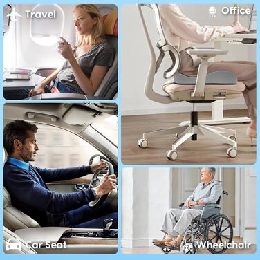 Подушка для сидіння DmTown з піною з пам'яті: ергономічна подушка для куприка, для полегшення болю в куприку та ішіасу, для геморою, для автомобіля, офісного крісла, інвалідного візка