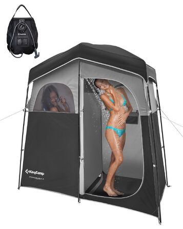 Намет для душу KingCamp великого розміру для кемпінгу, переодягання, приватність, чорний/сірий, 200 x 105 x 203 см