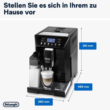 De'Longhi Eletta Evo ECAM 46.860.B Fully Automatic Coffee Machine with LatteCrema Milk System, Cappuccino and Espresso at the Touch of a Button, LCD Display and Sensor-Touch Buttons, black