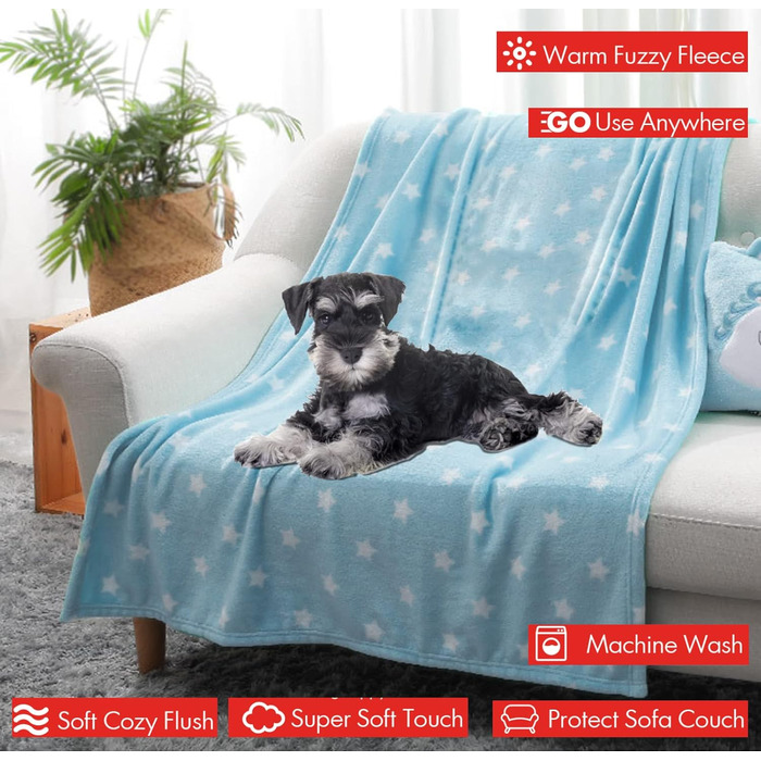 М'яка ковдра для собак та котів LeerKing: двошарова флісова ковдра 100 x 150 см (блакитний+білий)