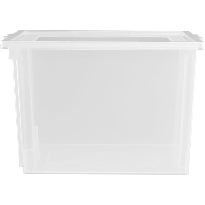 Iris Ohyama 30L Plastic Storage Boxes with Lid, 6 Large Stackable Boxes, BPA-Free, Laundry, Office, USB-M, Transparent - L42 x W35.5 x H26.5 cm
