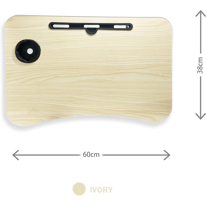 Стіл для ноутбука, піднос для ліжка, складаний портативний стіл для ноутбука, піднос для читання, піднос для сніданку, стіл для ноутбука, тримач для напоїв, піднос для книг, для вітальні, офісу та в дорогу, 60 x 40 см, білий