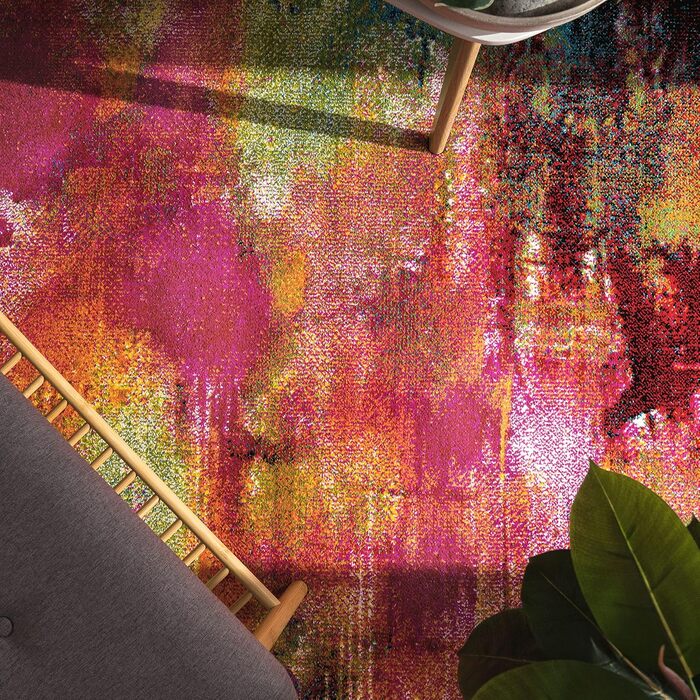 Paco Home Rug Living Room Bedroom Teen Room Short Pile Modern Vintage Abstract Patterns, Size: 80x150 cm, Color: Multicolor 3