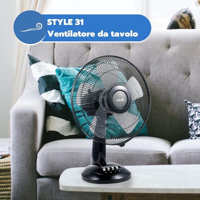 Вентилятор настільний Ardes STYLE 41, 40 см, 3 швидкості, хромований, білий