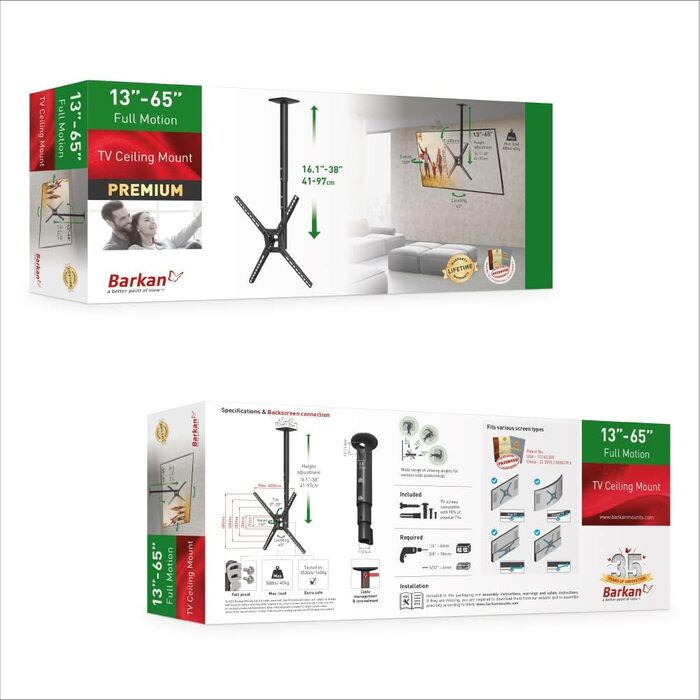 Кронштейн для телевізора Barkan Lange Weiß 13-75