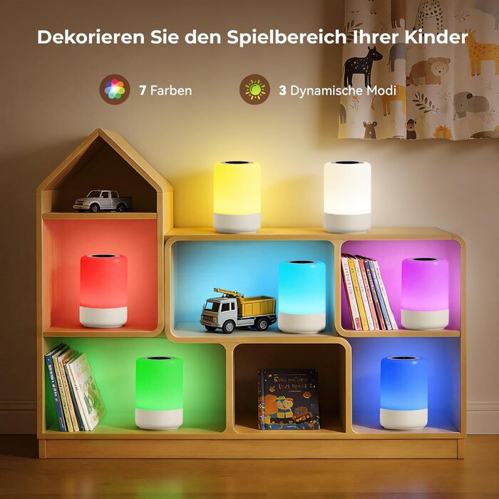 Нічник LED 2 шт, сенсорний диммер, USB зарядка, пульт ДУ, нічник для дітей 13 кольорів, 3 режими, бездротова настільна лампа з таймером для спальні, вітальні (білий)