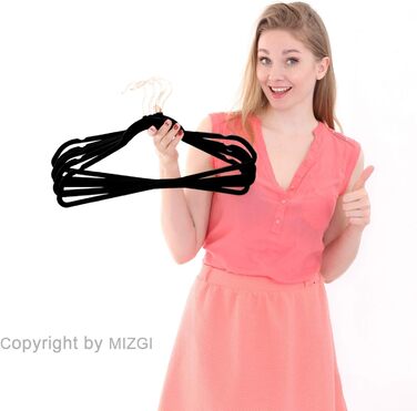 Плечики для одягу MIZGI з велюру (30 шт.), міцні, неслизькі, чорні, з гачками кольору міді/рожевого золота, економія місця