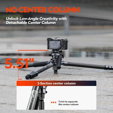 Штатив для відеокамери Fotopro X-Airfly з рідкосирої головкою, кульковою головою, з вуглецевого волокна, сірий. Підходить для DSLR-камер, витримує до 15 кг.