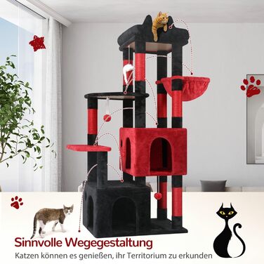 Драбина для котів Globlazer XL, Готичний стиль, сірий колір, 156 см, з будиночком, платформами та сизалевими стовпчиками