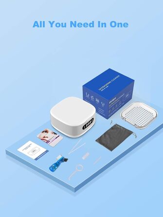 Ультразвуковий очищувач Voraiya 4000mAh IPX7 для зубних протезів, брекетів, кап, ювелірних виробів, срібла - портативний, акумуляторний