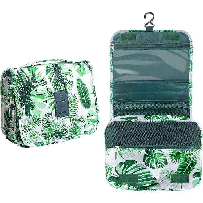 Косметичка для подорожей, чоловіча, зелена, з ручкою, з кількома відділеннями