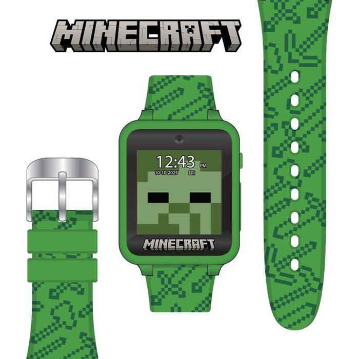 Дитячий розумний годинник Accutime MIN4045 Minecraft з камерою, фото та відео, секундоміром, 6 іграми, 3 фонами, 10 циферблатами, диктофоном, фітнес-трекером, будильником, зелений