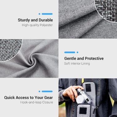 Сумка для камери JJC Kompakt: сумісна з Fuji X100VI/V/T, Sony a6700/6600/6400/6100, Canon EOS M5/M50, Ricoh GRIII, Leica SOFORT2 (сіра)
