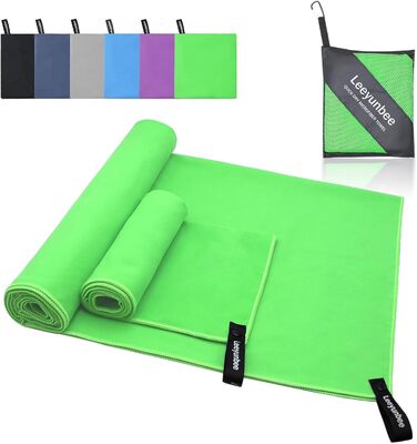 Набір рушників Leeyunbee з мікрофібри (2 шт.) - 160x80 см + 80x40 см, швидковисихаючі, для спорту, подорожей, пляжу (зелений)