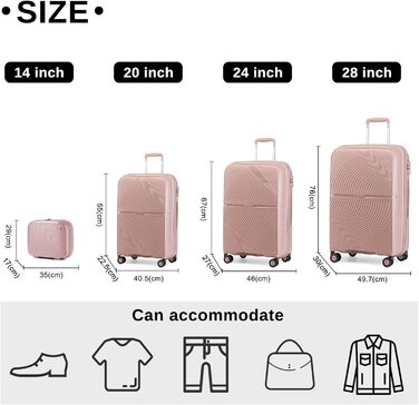 Набір валіз British Traveller: рожевий, з TSA-замком, 3 шт. (100% PP)