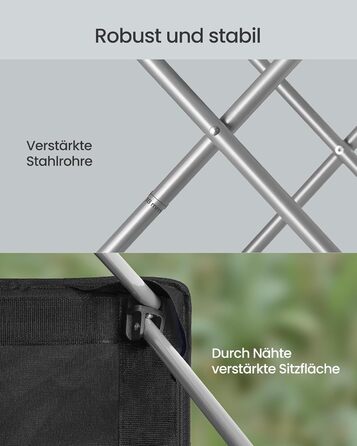 Кемпінговий стілець SONGMICS складаний, широкий, з високою спинкою, чорно-сірий GCB005BH01 - для пікніка, відпочинку на природі, з підсклянником та органайзером