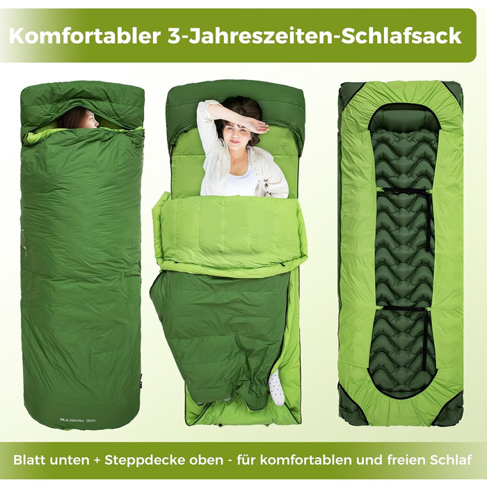 ATEPA 3-Season Down Sleeping Bag - Recyclable 650FP, Lightweight & Detachable Cover for Backpacking & Hiking - Adult Quilt Sleeping Bag