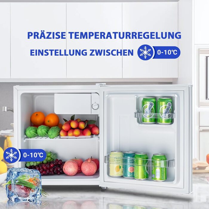 Міні холодильник 45L, білий, без морозильної камери, тихий, для кухні, офісу, спальні, невеликих квартир, готелів, 0-10°C