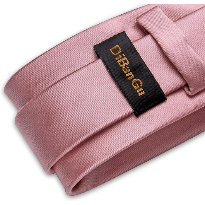 Краватка однотонна DiBanGu для чоловіків, шовкова краватка та нагрудна хустинка, комплект з краваттями, затискачами для краваток та запонками для весілля та свят (світло-рожевий)
