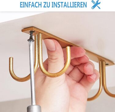 Тримач для чашок під шафу FOMANSH, 12 гачків для чашок, білий (золотий)