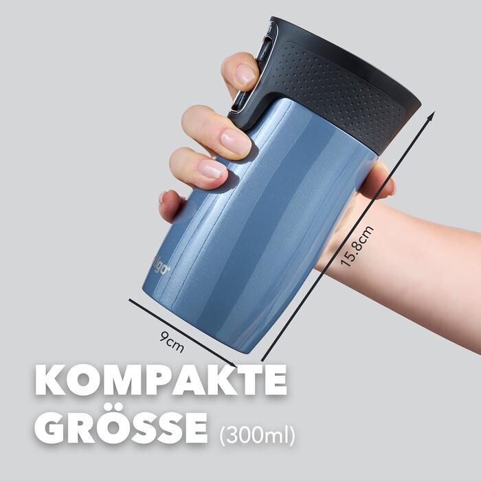 Термокружка Contigo West Loop Autoseal з нержавіючої сталі, 300 мл, вихідний отвір, для кави на виніс, витримує протікання