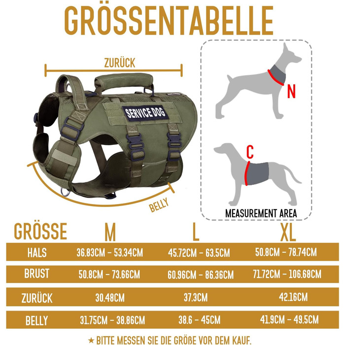 Тактичне обіднє повід для собак, навантажувальне обіднє повід для середніх та великих собак, дихаюча сітка, регульоване обіднє повід для службових собак з металевою застібкою 39г для тренувань, прогулянок (Зелений, L(Окружність шиї: 46-63см, Окружність гр