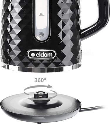 Електричний чайник Eldom C265B 1.7л, 2000W, ретро дизайн, білий | Чайник для води з індикатором рівня води