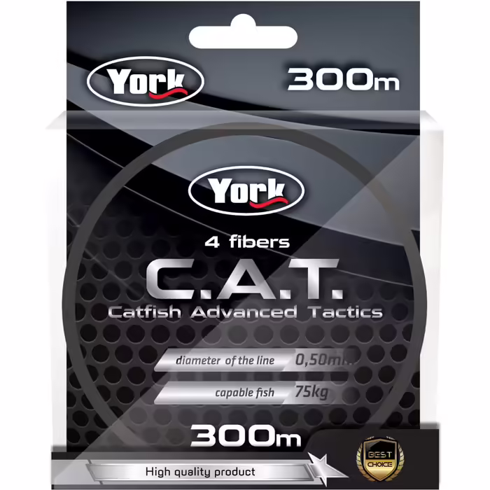 Braided Line York C.A.T. Catfish Wels Wallerschnur 300m 0.40-0.50mm 4-Ply Spool