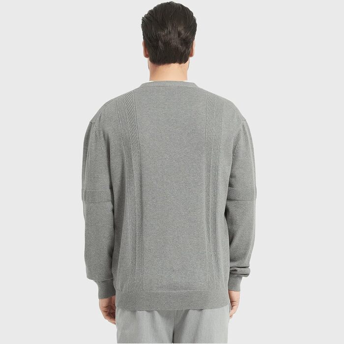 Чоловічий кардиган з в'язаного полотна, V-подібний виріз, бавовна, з ґудзиками та кишенями (сірий, M)