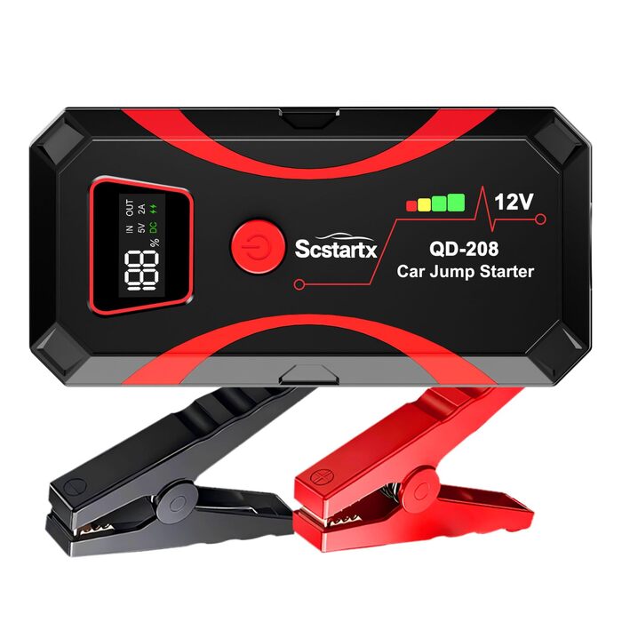 Бустер для автомобіля Starthilfe Powerbank 2000A 12V: пусковий пристрій (джампер старт) з LCD-екраном та LED-ліхтарем для авто та мотоциклів (до 7л бензин / 4л дизель)