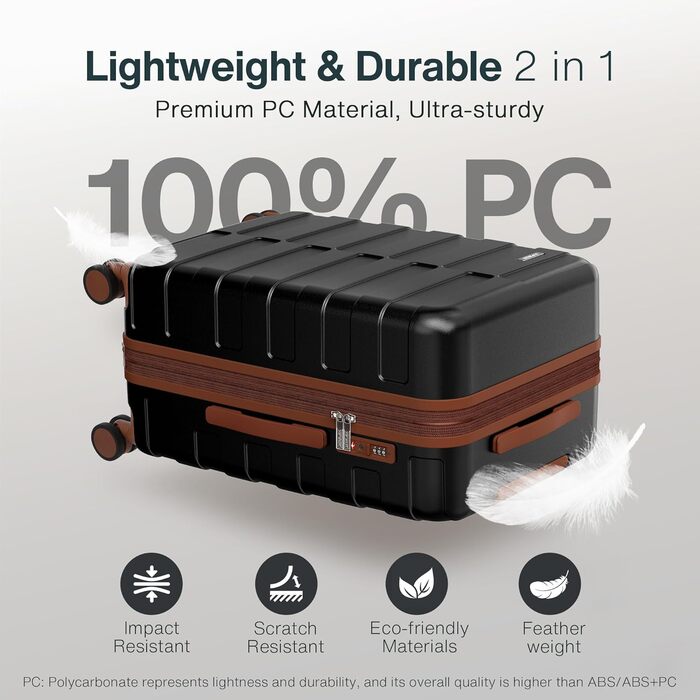 Чемодан VIPbox з жорстким корпусом 75 см (3 роки VIP-сервісу) Розширюваний, легкий, з полікарбонату, велика місткість, з 4 колесами та TSA-замком, преміум-якість, чорний XL