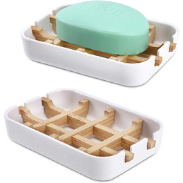 Підставка для мила з бамбука та дерева Fufengz для душу та ванни, чорна (1 шт.)