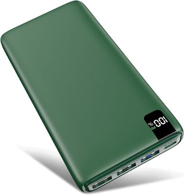 Power Bank Riapow 26800mAh: Швидка зарядка USB-C, 4 порти, LED-дисплей, для смартфонів та планшетів (зелений)