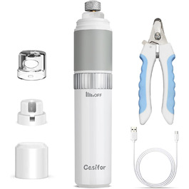 Шліфувальник для собак, шліфувальна машинка для кігтів 40 dB, тиха, для собак та котів, птахів (без світлодіодного підсвічування), білий