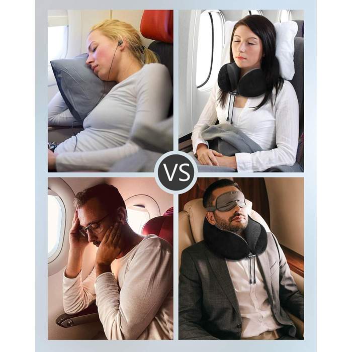 Подушка для шиї Homiee, ортопедична, з memory foam, для подорожей, авто, офісу, чорна