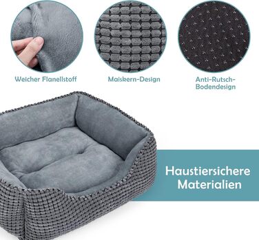 JOEJOY Dog Bed, Medium-Sized Dogs, Washable Dog Basket, Fluffy, Non-Slip Plush Dog Bed, 63x53x20cm, Dog Beds for Small and Medium Dogs and Cats