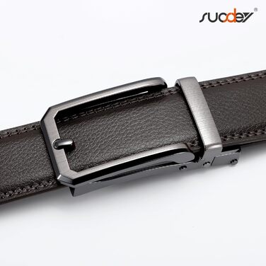 Чоловічий шкіряний ремінь Suosdey з автоматичною пряжкою, без отворів, ширина 30 мм, для ділових костюмів, джинсів та штанів, регульований, для талії 91-100 см