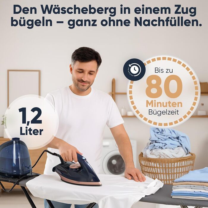 Станція парогенератора ProfiCare® PC DBS 3127 з керамічною підошвою Superglide, 2400W, 150 г/хв, 4 Bar, до 80 хв безперервної роботи