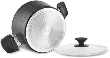 Набір кухонного посуду Karaca Biogranit Blackgold 12 предметів | Покриття з антипригарним ефектом | Стійкий до подряпин | Здоровий та екологічний | Енергоефективний | Елегантний дизайн | Легко миється (Чорний/Золотистий)