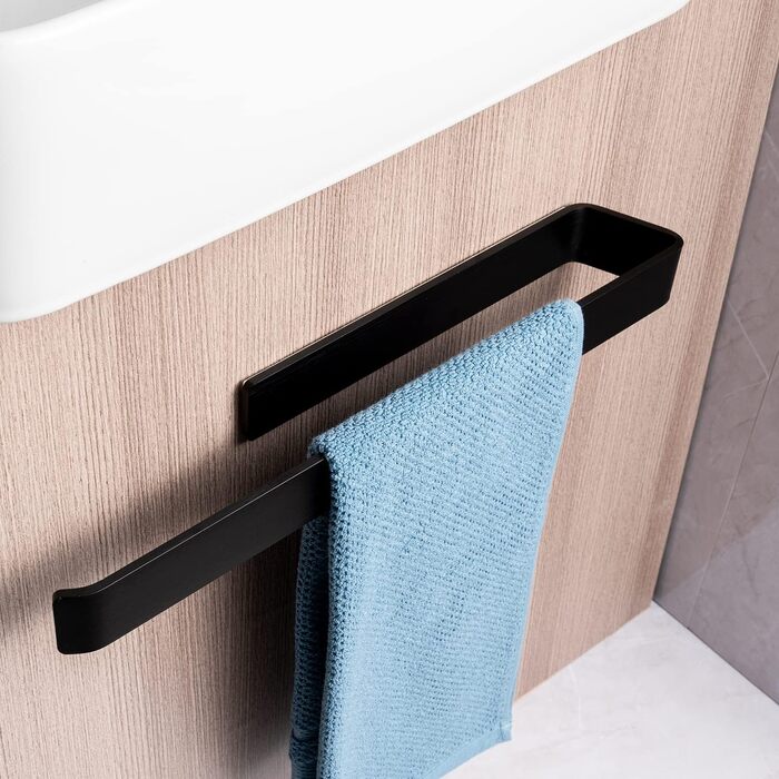 Тримач для рушників JS без свердління, чорний, 40 см