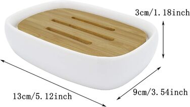 Підставка для мила Lofekea з кераміки та бамбуку, двошарова, для ванної та душу