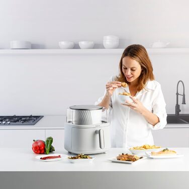 Фритюрниця Taurus Aero Crisp Spin 6L з обертальним механізмом, 6л, 1550 Вт, до 200°C, сучасний дизайн, біла