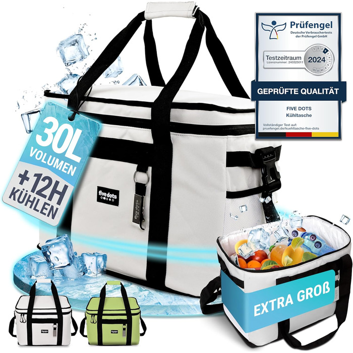 Large Cooler Bag 30L +12h Cooling - Ideal for Shopping, Car & Work - Insulated Bag, Thermos Bag, Lunch Bag & Picnic Bag - Large Cooler Bag - Men's Lunch Bag - Lunch Bag