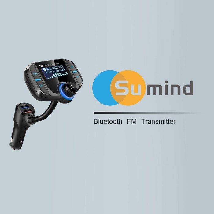 Bluetooth FM трансмітер з дисплеєм 1,7 дюйма та двома USB-портами, чорний