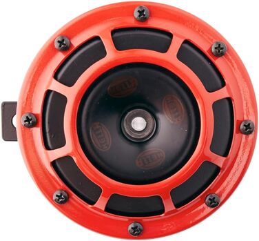 Електричний звуковий сигнал HELLA B133, 12В, 118дБ, 300/500Гц, низький/високий тон, комплект 2 шт., червоний/чорний, плоский роз'єм