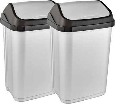 Відро для сміття Keepeer з кришкою-маятником, Swantje, сірий (світло-сріблястий, 2x25 л)