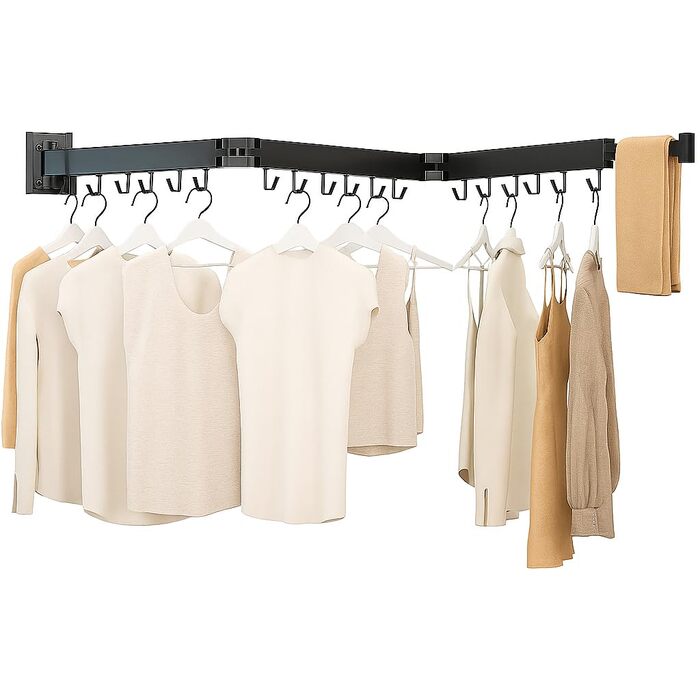 Настінна сушарка для білизни, розкладна, 3-секційна, 120 см (50 дюймів), біла. Максимальне навантаження: 150 фунтів (68 кг). Компактна сушарка для невеликих осель, 3 кольори (білий, чорний, 3X)