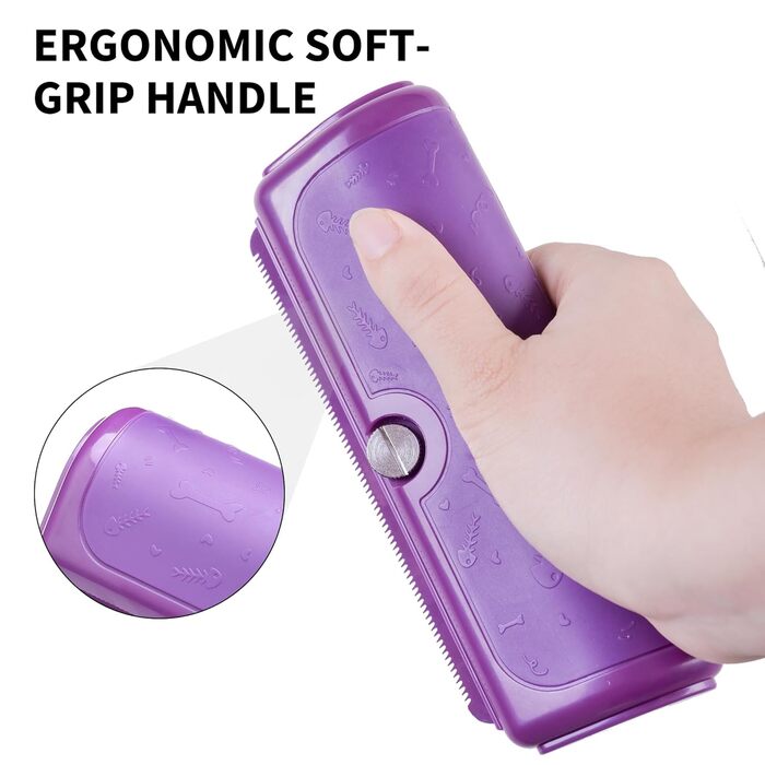 Щітка для собак та котів - двоколірна синьо-жовта, видаляє відмерле волосся та підшерсток, для собак та котів (фіолетова)